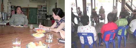 Photo of interview Director of Nakhonpathom Independent Living Center Mr.Teerawat Sripathomsawat and observe Peer support group